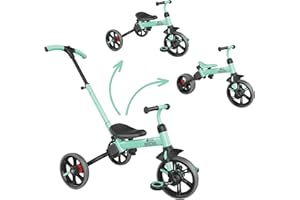 Yvolution 3 in 1 Toddler Trike Y Velo Flippa Push Tricycle Toddler Balance Bike with Parent Steering Push Handle for Boys Girls 2-5 Years Old