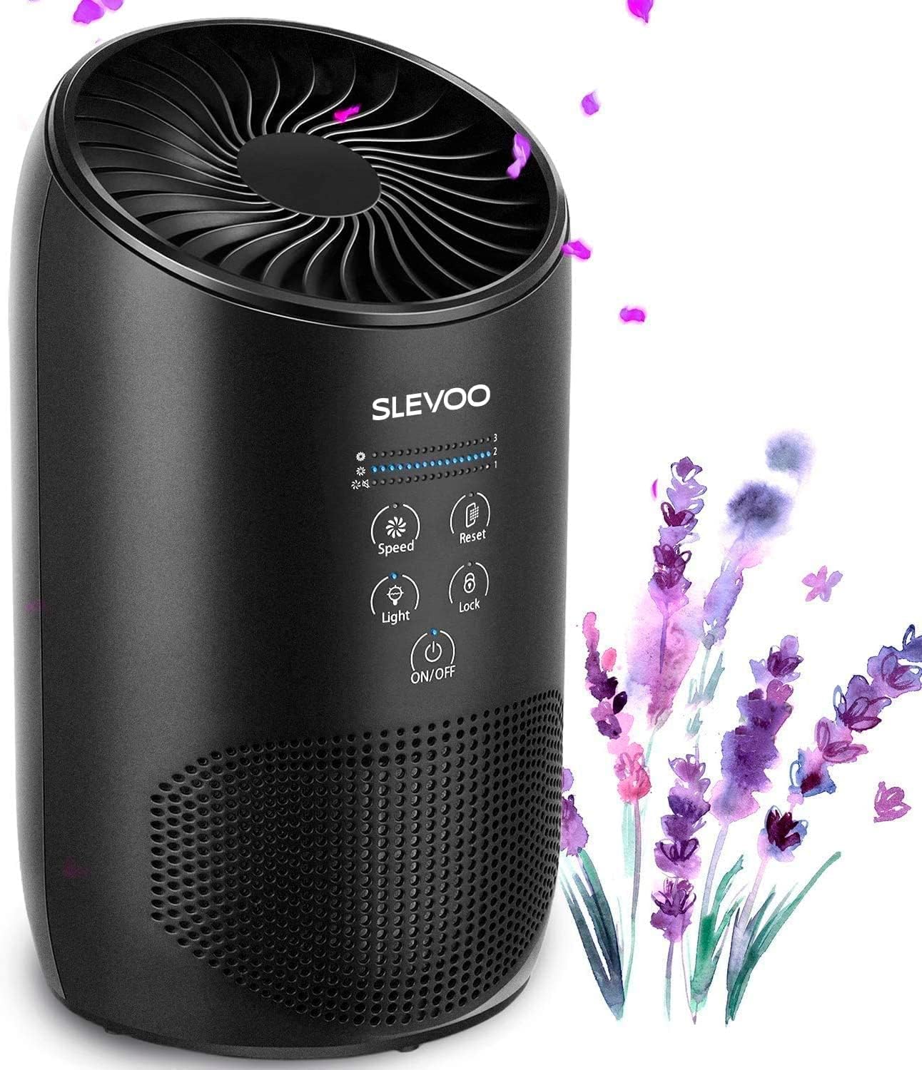 Slevoo Air Purifiers for Bedroom Pets in Home, 2024 New Upgrade H13 True HEPA Air Purifier with Fragrance Sponge, Effectively Gether Fine Particles, Smoke, Pet Dander, Odors, Black