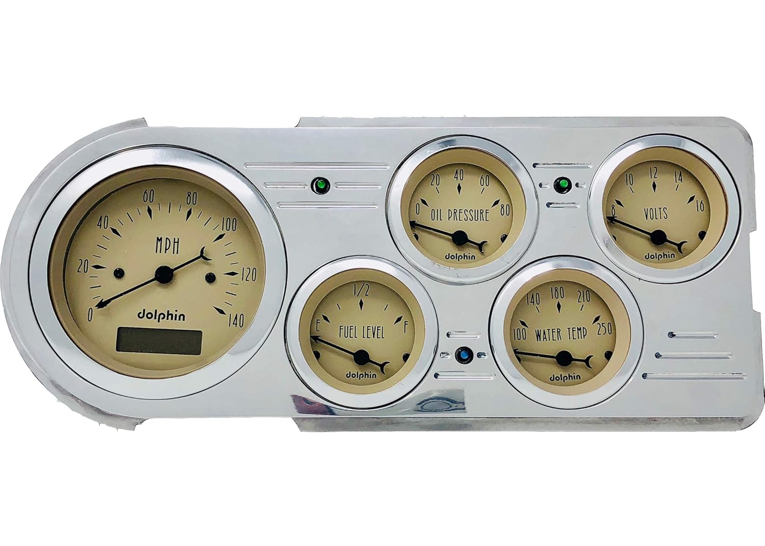Dolphin Gauges 1948 1949 1950 Ford Truck 5 Gauge Programmable Dash Panel Set (Tan)