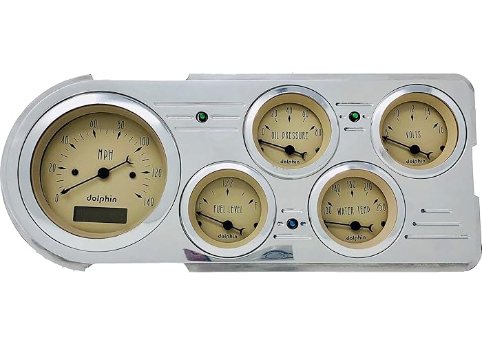Dolphin Gauges 1948 1949 1950 Ford Truck 5 Gauge Programmable Dash Panel Set (Tan)
