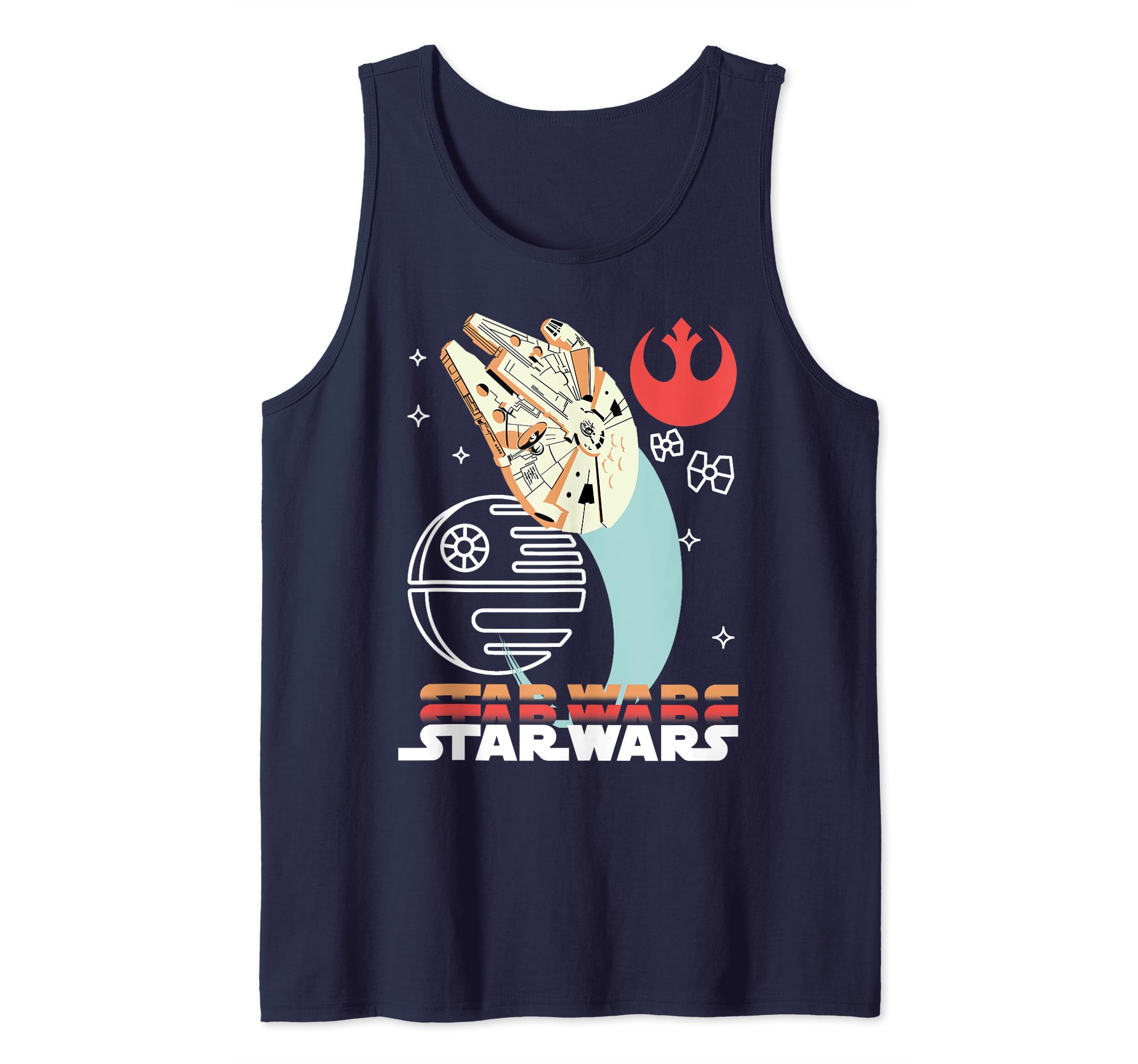 Star Wars Millennium Falcon Neon Logo Line Art Tank Top