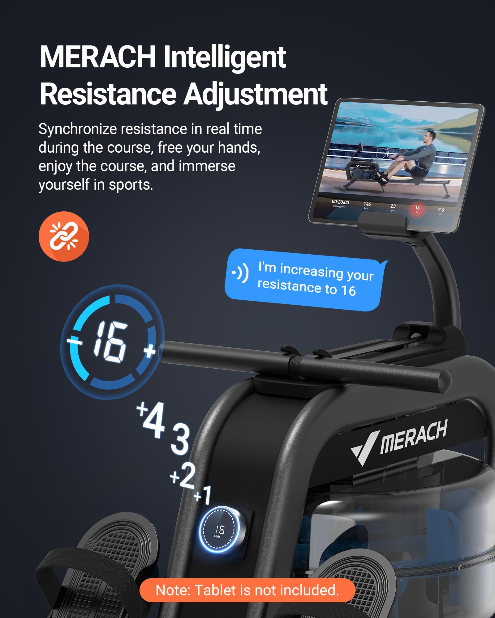 MERACH Rowing Machines for Home, Magnetic Rowing Machine with 16 Levels, Rower Machine of Quiet Resistance, Dual Slide Rail with Max 350lbs Weight Capacity, App Compatible