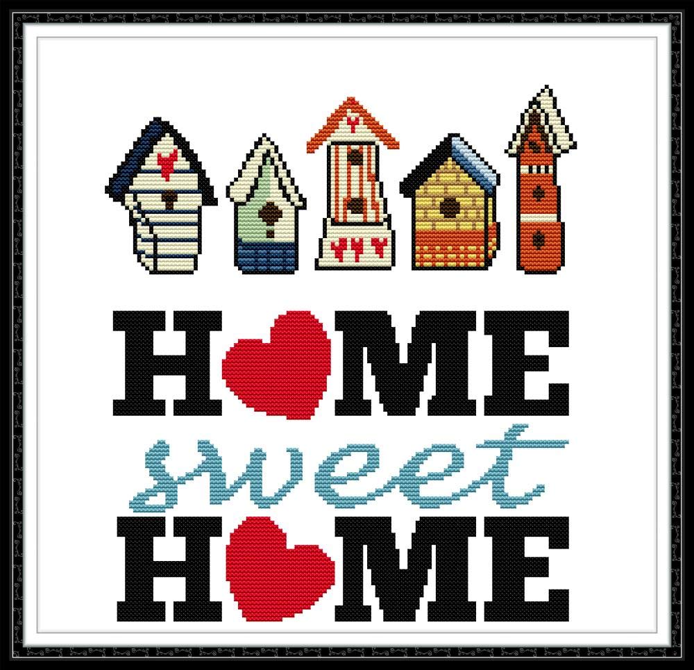 WOWDECOR Cross Stitch Kits for Adults Beginners Pre Printed, Home Sweet Home Quotes Family 11ct Stamped Advanced DIY Embroidery Kit with Pattern โ image 1