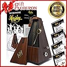 Mechanical Metronome | Vintage, Antique Style Beat Keeper | Tuner for Musical Instruments | Guitar, Piano, Drums, Violin, Vocals | Includes Training eBooks | Wood Color