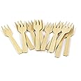 Bamboo Cutlery Set - 200PK Small Forks 3.54" Disposable Mini 100% Biodegradable Compostable Utensils Eco-Friendly Renewable N