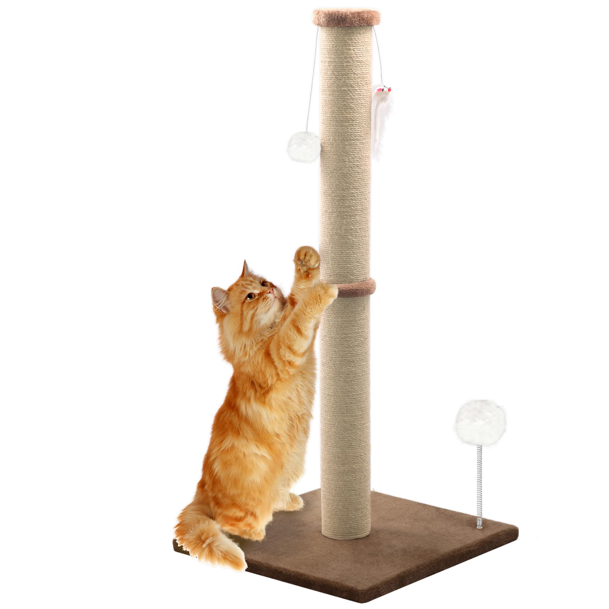 Photo 1 of 36'' Tall Cat Scratching Post, Large Sisal Scratch Post for Indoor Cats, Sturdy Cat Scratcher Tower, Vertical Cat Scratch Pole, Modern Cat Furniture for Kittens & Adult Cats (Brown)