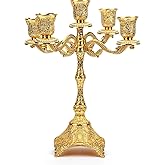 5 Arm Metal Candelabra Candlestick Holders, 12.2 Inch Tall Candlestick Holders, Metal Candelabra Candle Holder, Retro Candlestick Table Centerpieces for Party, Home, Wedding