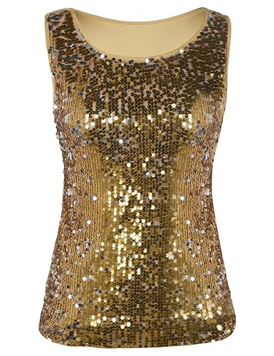 kayamiya Damen Pailletten Tank Top Sparkly Weste Party Tunika Top