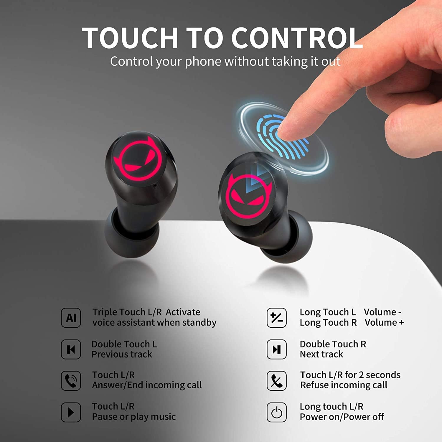 AMAFACE Wireless Earbuds,Bluetooth Earbuds with Microphone Comfort&Lightweight in Ear Headphone with Deep Bass 3D Surround Stereo,Portable Mini Captain Charging Case for Sport - Image 5