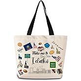 ZhuVantrix Take Me To Idaho Tote Bag Reusable Grocery Bags Aesthetic Shopping Shoulder Handbag with Interior Pocket Lightweight & Washable Stylish Idaho Travel Present for Women