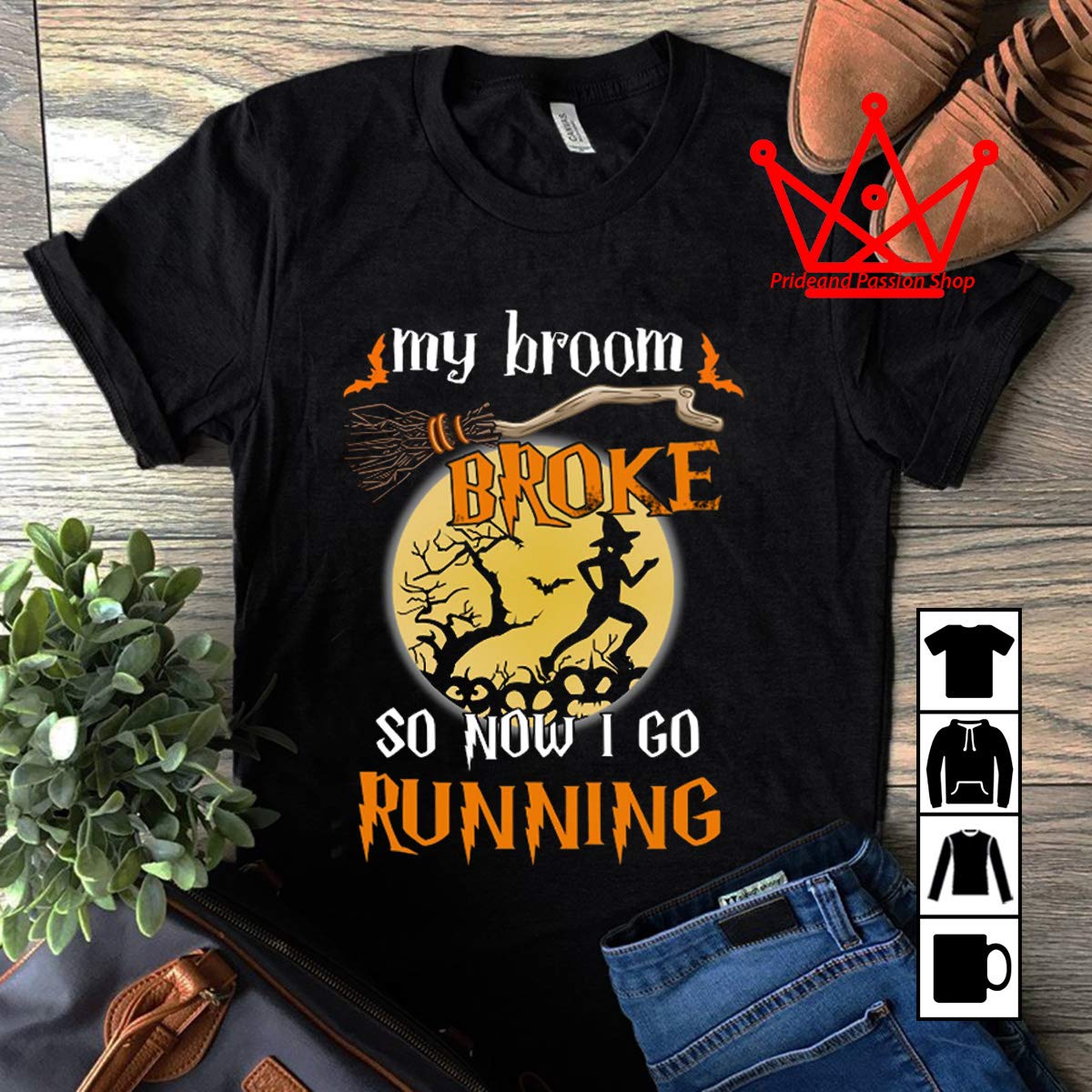 My Broom Broke So Now I Go Running Halloween T Shirt Tank Top