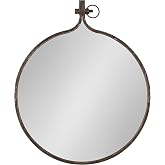 Kate and Laurel Yitro Round Industrial Rustic Metal Framed Wall Mirror, 23.5x28.5, Rustic Metal, Chic Industrial Accent Mirror for Wall