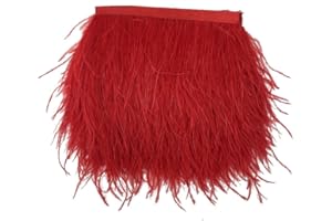 Shekyeon Ostrich Feather Trim Fringe Used Wedding Sewing Crafts Costumes Decoration Pack of 2 Yards(red)