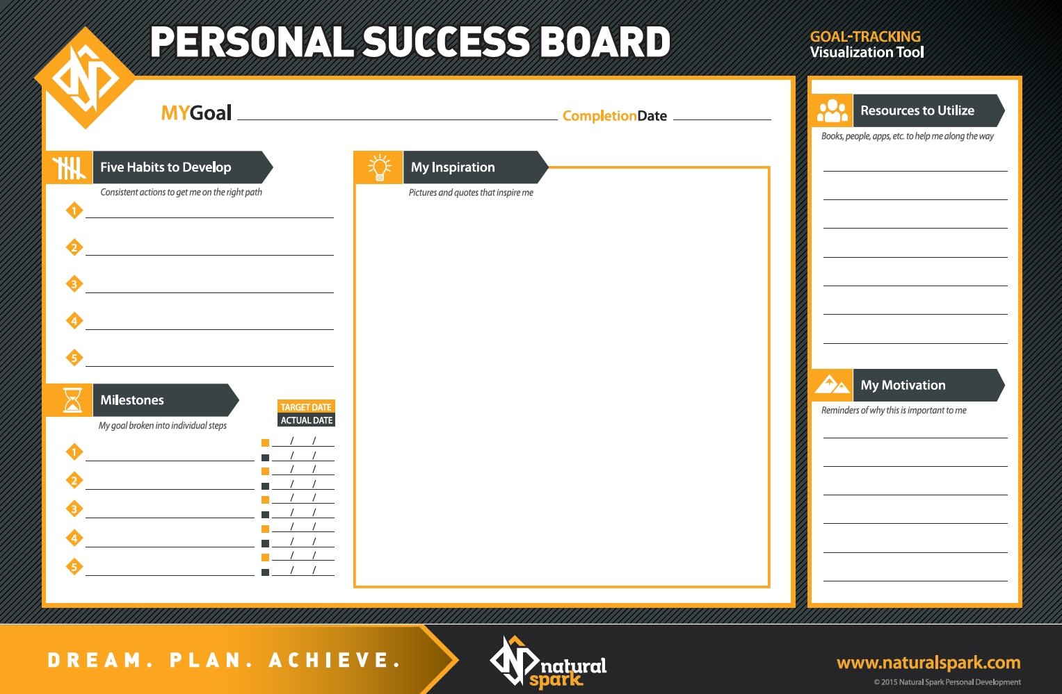 Goal Planning and Goal Achievement Poster (Dry Erase) Visualize Goals