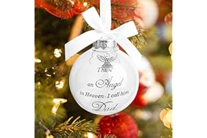 GLIGHTOR Christmas Memorial Feather Ball - I Have an Angel in Heaven I Call Her/Him Mom/Dad/Husband/Son//Brother/Sister Loss of Loved One Hanging Pendant Xmas Tree Décor Sympathy Gift