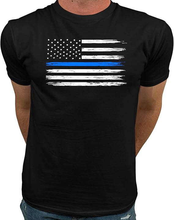 Amazon.com: Market Trendz Blue Lives Matter Flag Shirt for Men Blue On ...