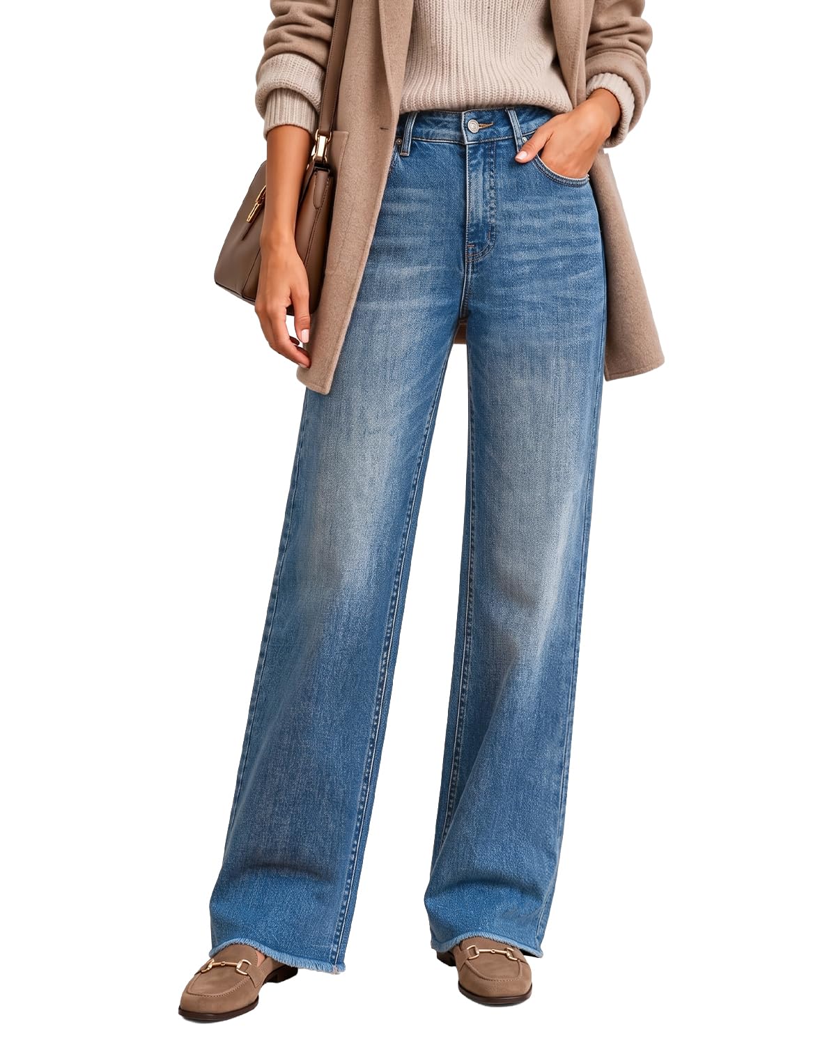 UPNET Women's High Waisted Stretchy Straight Leg Jeans Tummy Control Pants | Stretch denim Pants, Tummy control, High waist, Straight leg, Raw edge, Trendy flattering shape, Comfortable soft fabric