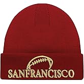 OPMGUWZY Football Winter Hat for Men Women Soft Stretch Knit Beanie Hat, Winter Cuffed Hat Skull Cap, Gifts for Football Fans