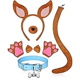 Kanmeii 6 Pcs Halloween Costume Accessories Dog Ears Headband and Tail Nose Gloves Blue Collar Set for Women Adult Halloween Animal Cosplay Party Supplies