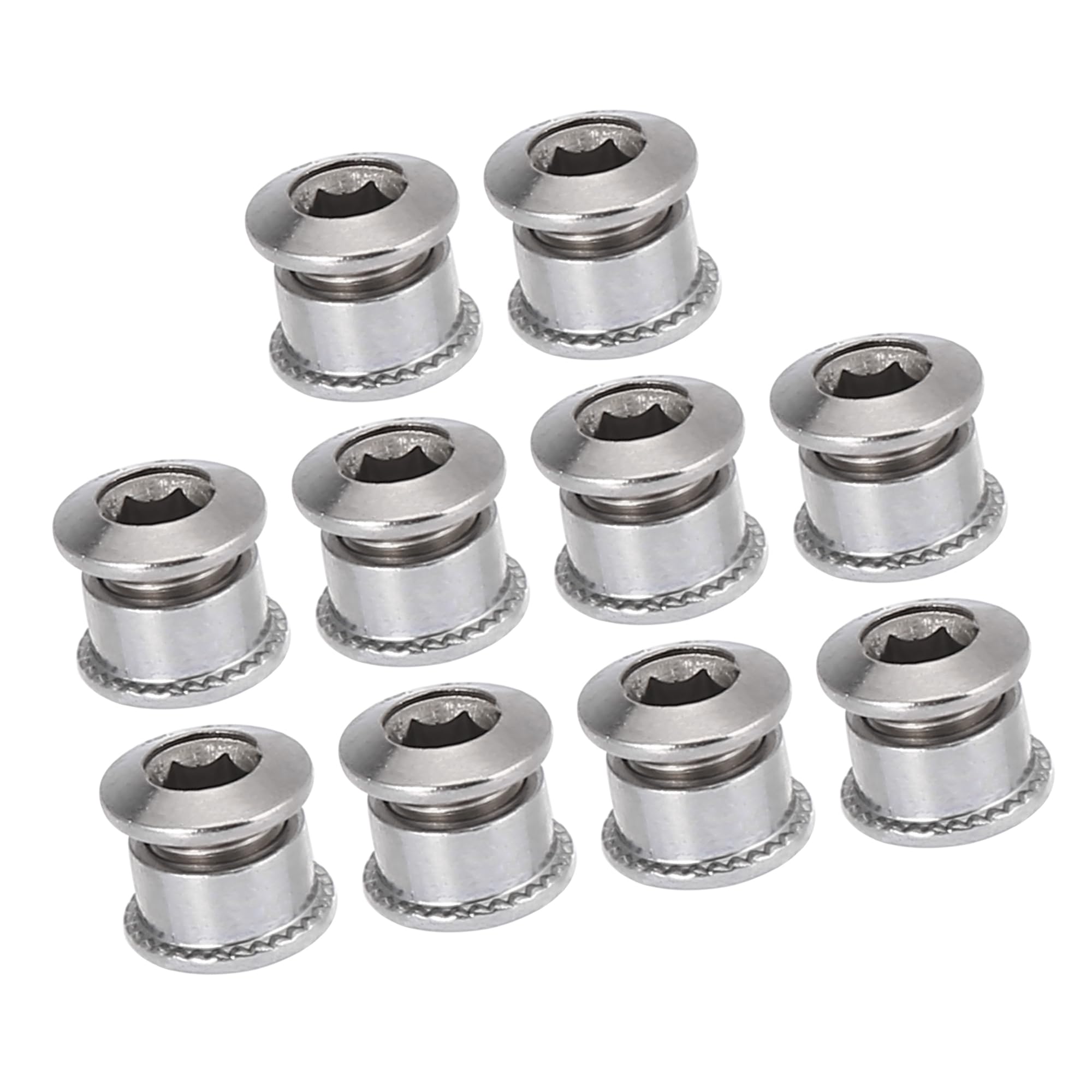A ABSOPRO Silver Tone Chainring Nuts Road Bike Bicycle Chain Ring Set of 10