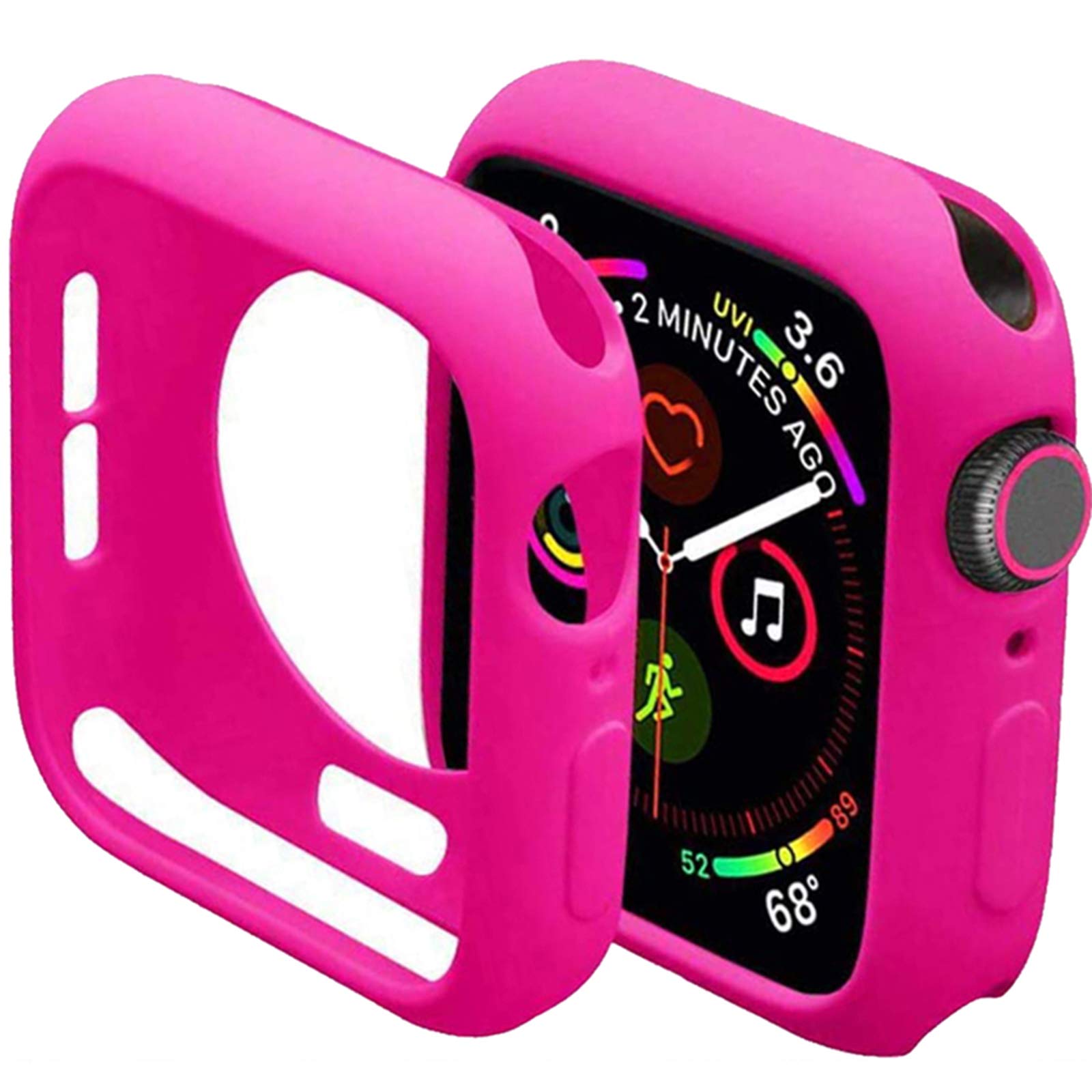 Miimall Compatible with Apple Watch Bumper Case 44mm Series 5/4, Ultra Thin Soft TPU Bumper Cover Shock-proof Protective Frame for Apple Watch Series 5/4 - Barbie Powder — image 1