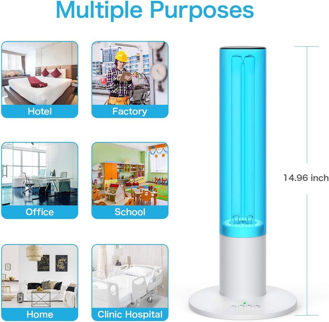 UV Germicidal Lamp 36W Disinfection Lamp with Ozone Sterilization, Remote Control Timer 15 min/ 30 min / 1 Hour, Lamp Cover for Car Living Room Bedroom Household Kitchen Hotel Pet Area: Kitchen & Dining