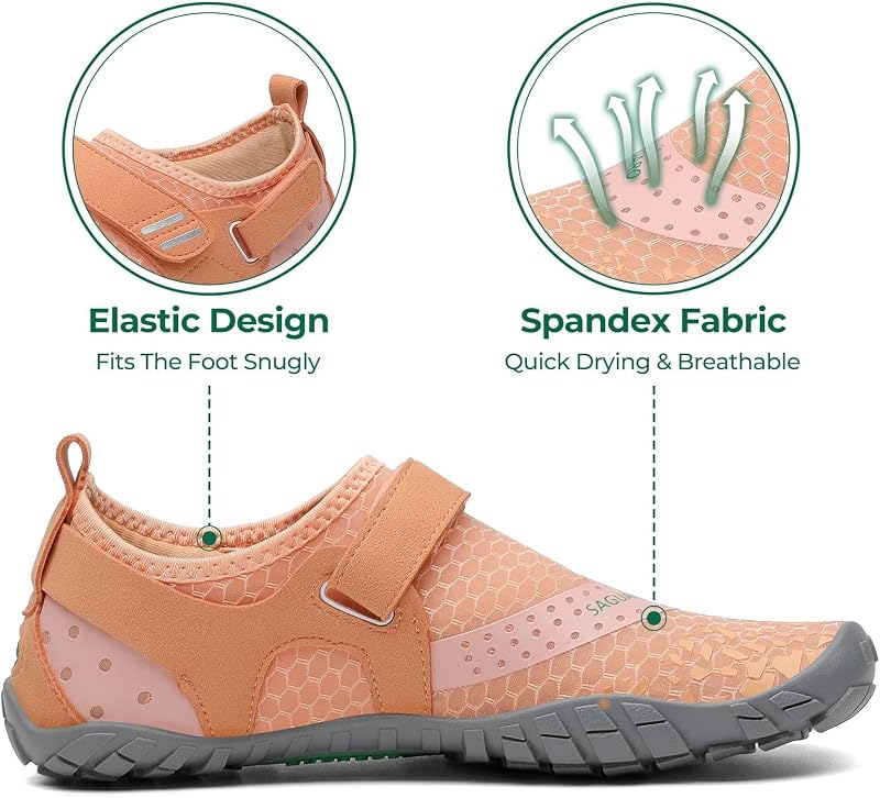 Barefoot Shoes Uomo Donna Scarpe Barefoot - Scarpe Minimaliste Scarpe da Palestra - Traspiranti Scarpe da Scoglio - Punta Larga e Suola a Goccia Zero Arancione Chiaro, Gr.38 EU