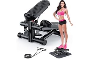 Steppers for Exercise at Home, KitGody Mini Stepper with Resistance Bands, Portable Stair Stepper for Home 330LBS Capacity, Adjustable Height Fitness Stepper Machine