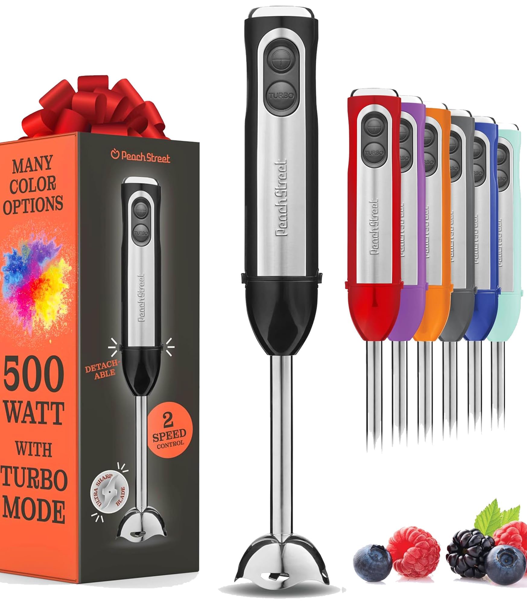 Photo 1 of *No Box* Powerful Immersion Blender, Electric Hand Blender 500 Watt with Turbo Mode, Detachable Base. Handheld Kitchen Gadget Blender Stick for Soup, Smoothie, Puree, Baby Food, 304 Stainless Steel Blades