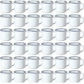 Yinder Mini Enamel Camping Coffee Mugs Metal Small Classic Portable White Campfire Mugs Bulk Vintage Cups with Handle for Coffee Tea Picnic Travel Indoor Outdoor Activities (36 Pcs,4 oz)