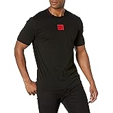 Hugo Mens Ribbed Crew Neck Regular Fit Center Logo T-Shirt
