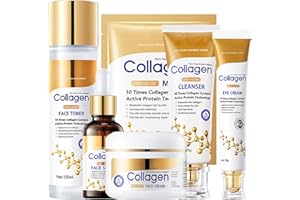LAIKME Collagen Skin Care Set, 6Pcs Anti Aging Face Care Sets for Women, Firming Skin, Shrink Pores, Smooth Wrinkles, Hydrating Skin Care Set Include Serum Face Cream Eye Cream Toner Cleanser Facial Mask1