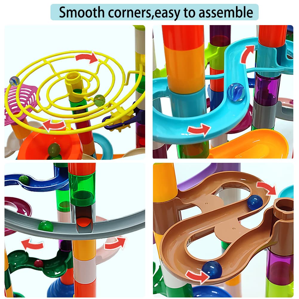 DSHMIXIA Marble Run for Kids Ages 3-4 5-8 150pcs Sturdy Building Toys Kids Games Marbles Run Track Amazing Fun Boys Girls Gifts (Standard)