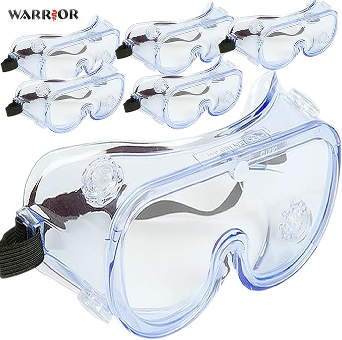 WARRIOR 6 Pack of STANDARD IMPACT SAFETY GOGGLES Safety Glasses in