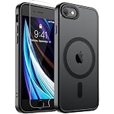 SUPFINE Magnetic for iPhone SE Case 2022 (3rd)/2020 (2nd), iPhone 8 Case | With Screen Protector, Translucent Matte, Compatible with MagSafe, Military Grade Drop Proof, Black