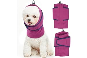 IDOMIK Dog Ear Muffs Noise Protection, Dog Calming Hoodie for Anxiety Relief, Soft Double-Layer No Shake Head Wraps, Quiet Ear Covers for Thunderstorm, Firework, Bath, Grooming & Blow Drying,Purple,M