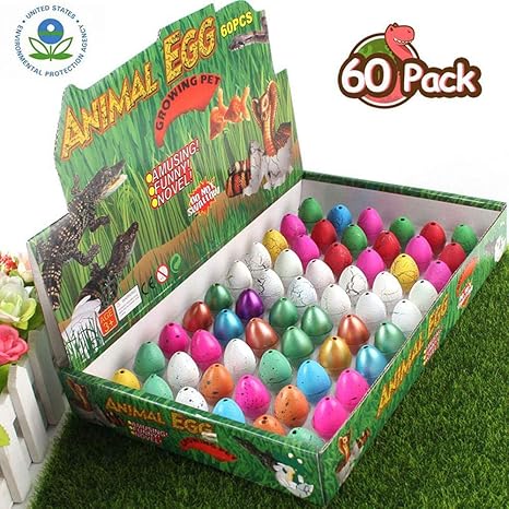MOGOI Crack Dinosaur Eggs, 60 Pack Magic Hatching Eggs Novelty Easter Jurassic Hatch Eggs in Water Grow Mini Dino Toys for Kids Girls Boys Party Supplies