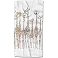 HGOD DESIGNS Giraffes Hand Towels Animal Cute Wild Cartoon Africa Safari Tall Group Crowded Spot Zoo Soft Hand Towel for Bathroom Kitchen Yoga Gym Decorative Towels 15"X30"