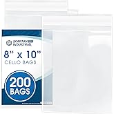 Spartan Industrial - 8" X 10" (200 Count) Crystal Clear Resealable Cello Poly Bags for Packaging Prints & Photos - Self Seal & Reinforced
