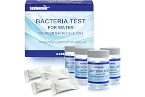SAYSUMMER Drinking Water Bacteria Test Kit: 4 Tests Detecting Coliform E coli Bacteria - at Home Well Water Testing Kits for Drinking Water Pool Hot Tub Aquarium and More