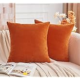 GriNeed Throw Pillow Covers Burnt Orange Set of 2 18x18 Inch Fall Pillow Covers, Soft Velvet Farmhouse Neutral Decorative Pillowcases for Couch Sofa Bed, Home Boho Decor, Modern Cushion Covers