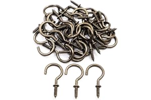 IDEALSV Antique Brass Ceiling Hooks 7/8'' Vintage Bronze Cup Hook Screw-in Light Hooks (40 Pack)