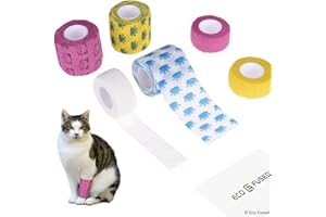 Eco-Fused Self Adhering Bandage - Injury Wrap Tape for Cats - Pack of 6 - Supports Muscles and Joints - Does not Stick to Hair - Elastic, Water Repellent, Breathable - Relieves Stress