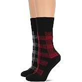 Wise Blend womens Merino Wool Blend Full Cushion Plaid Crew Socks 2 Pair Pack