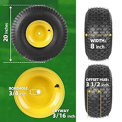 (2-Pack) 20x8.00-8 Rear Tire and Wheel Assemblies