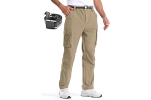 BondiTrekk Men's Quick-Dry Cargo Pants, Lightweight Hiking Pants, Travel Pants with Belt Pockets for Outdoor Camping Work