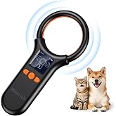 Pet Microchip Scanner, FDX-B(ISO11784/85) EMID Chip Reader, 500 Datas | Rechargeable Handheld Microchip Reader with 1.44" TFT Screen, 15-Digit Chip ID Scanner, USB Upload, for Dogs Cats Livestock