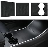 Gleway Center Console Wrap Cover Kit Compatible with Tesla Model Y/3, Console Cover Interior Decoration Wrap Kit ABS Matte Black Decoration Sticker Compatible with Tesla Model 3/Y 2017-2020