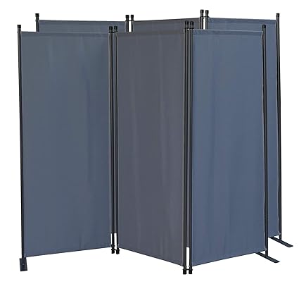 QUICK STAR 2 Stück Paravent 3 Teilig 170x165cm Stoff Raumteiler Garten Trennwand Balkon Sichtschutz Stellwand Faltbar Grau