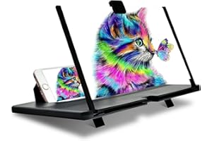 12 Inch Black Phone Screen Magnifier Best Thin Foldable Mobile Phone Stand with 3D Magnifying Screen Projector for Movie Cell